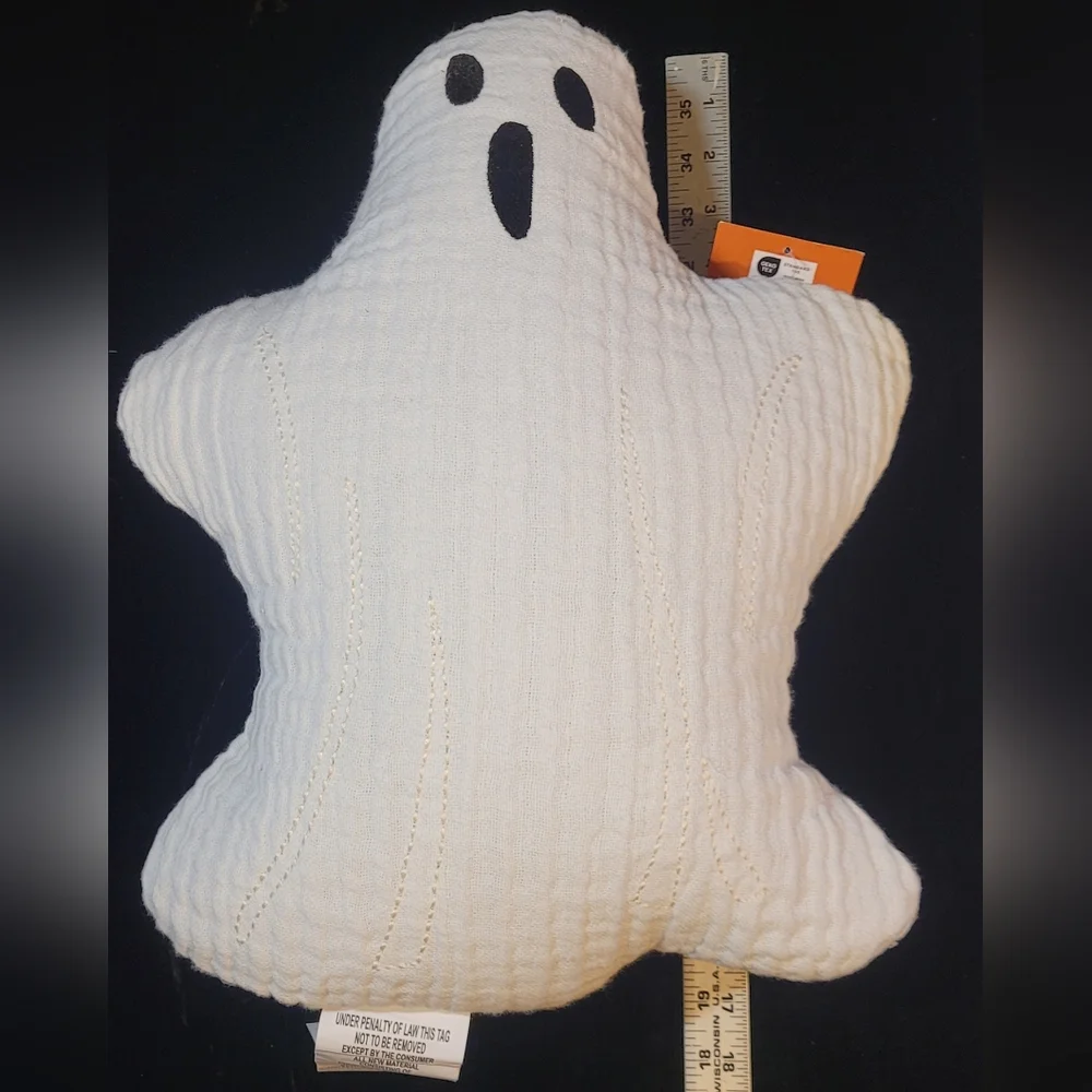 Celebrate Together Ghost-Shaped Cream Linen Medium Pillow With 100% Cotton Cover